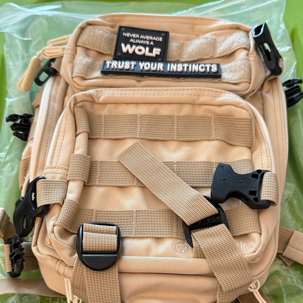 WOLFPAK 9L Tan Tactical Backpack with Patches